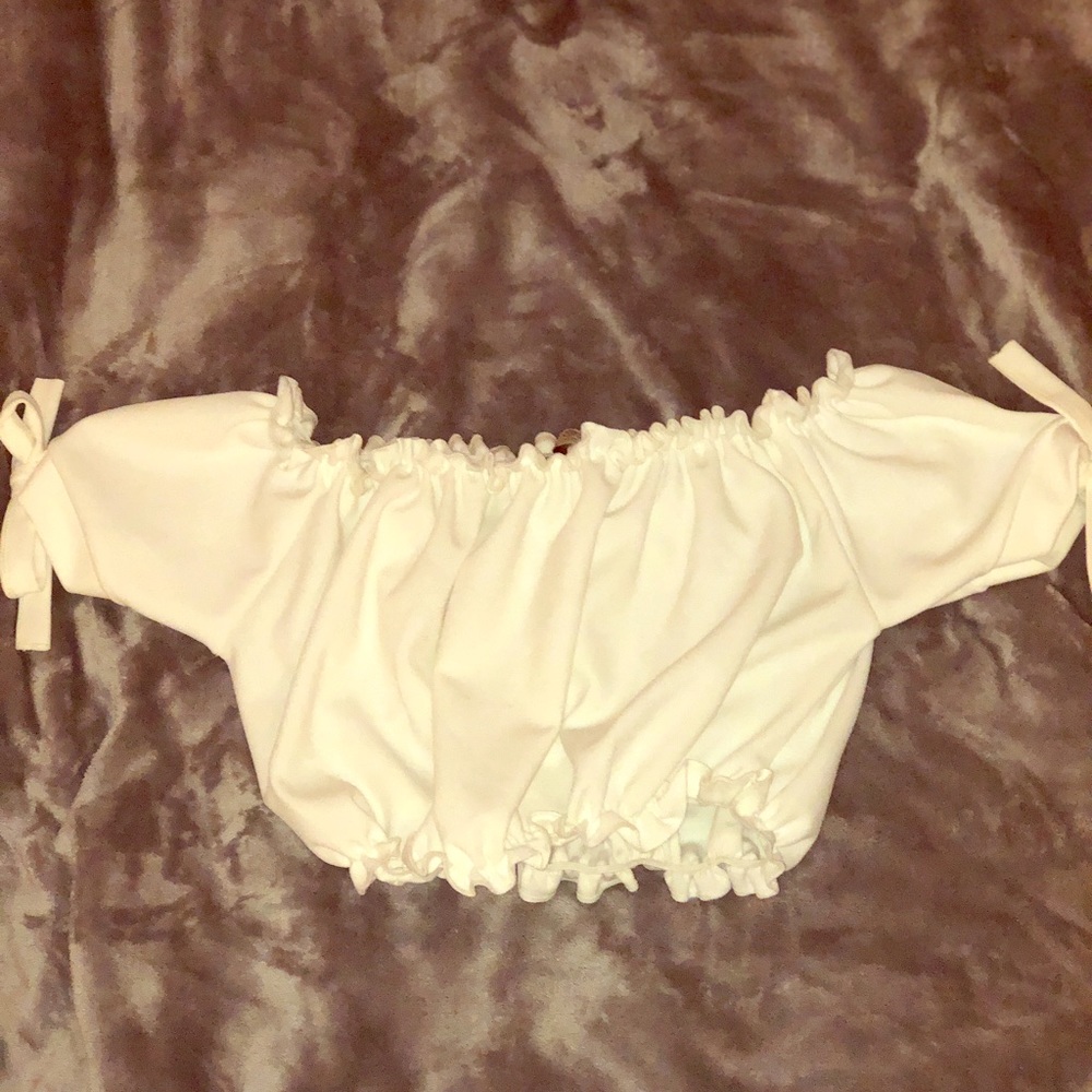 White Cropped Boho Top